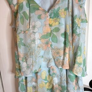 Fairy Tong London Chiffon Sheer Pastel Floral Dress Si…